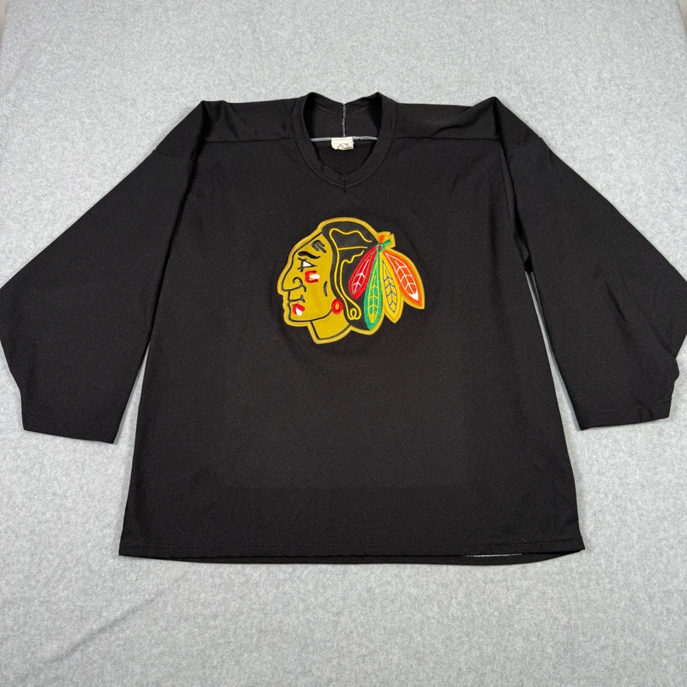 Vintage 90s CCM Chicago Blackhawks Hockey Jersey Large Black Maska Blank NHL